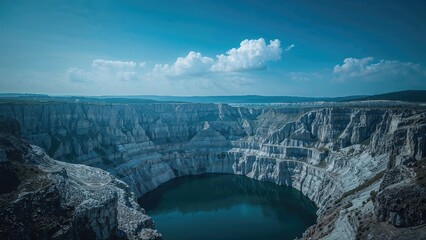 Looking down on a large and deep open-pit mine.
