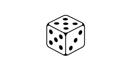 Isometric View of a Six-Sided Dice with Dots