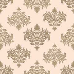 Damask seamless with light brown floral pattern, vintage design, vector illustration elegant for textile, wall paper, bedding, rug, curtains, cushion cover, upholstery fabric, slipcover, scarf