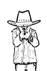 Little cowboy fire with weapon