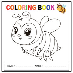 bee coloring page for kids activity