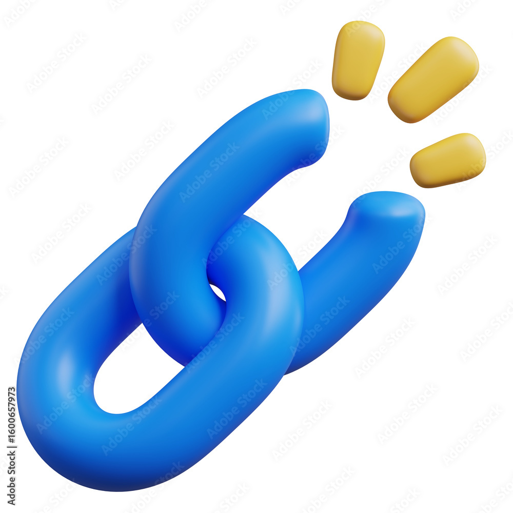 Poster 3d rendering of chain unlink or not connect icon