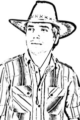Portrait of serious cowboy