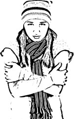 Cold shivering young woman