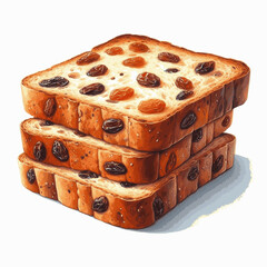 Raisin Drift Raisin Bread isolated watercolor vector illustration svg