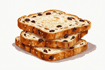 Crumb Jewels Raisin Bread isolated watercolor vector illustration svg