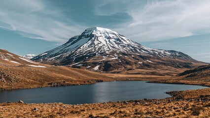 Snowy mountain scene during the winter
