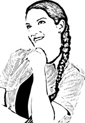 Happy woman dreaming with open eyes