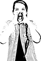 Happy woman screaming