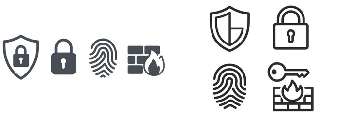 Security icons illustrating protection measures, authentication methods, and data safety practices in a modern digital context