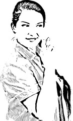 Wishing woman with fingers crossed