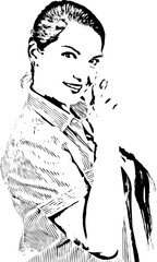 Happy woman holding fingers crossed