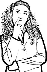 Thinking business woman looking up