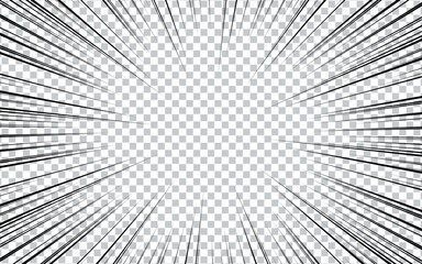 Abstract manga comic zoom background. Black and white vector illustration.