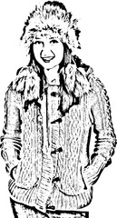 Beauty model woman in winter clothes