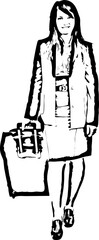 Business woman walking with luggage