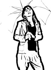 Beauty brunette woman with umbrella