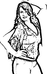 Fashionable brunette woman in black