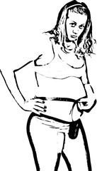 Upset pregnant woman measure her belly