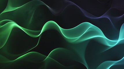 Abstract flowing wave pattern in green and blue tones for modern digital design