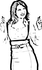 Business woman with fingers crossed
