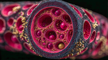 Obraz premium A detailed cross-section reveals the complexity of an artery grappling with plaque accumulation