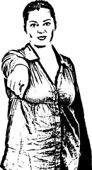 Attractive woman pointing to you