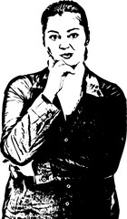 Thinking beauty woman