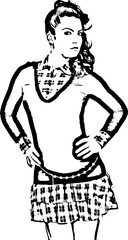 Beautiful model woman in schoolgirl dress