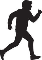 Silhouette of a Runner: A striking, high-contrast silhouette captures the dynamic motion of a person in full stride, emphasizing energy and the power of athletic pursuit.