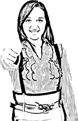 Cheerful young woman giving thumbs