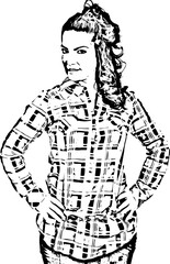 Beauty bruneete woman in cool shirt