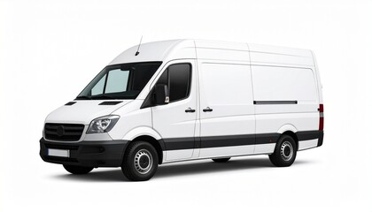 high-roof white cargo van rests against a stark backdrop, representing quiet utility, movement, and the understated architecture of service.