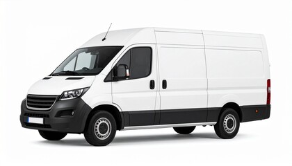 high-roof white cargo van rests against a stark backdrop, representing quiet utility, movement, and the understated architecture of service.
