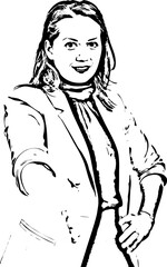 Business woman giving hand shake