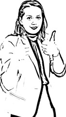 Business woman giving thumbs