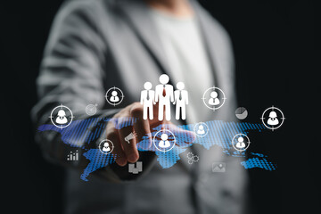 Marketing Target audience Customer Segmentation concept, Businessman prioritize customer groups,Human resources recruitment people networking,Customer target,Data Driven marketing,Focus customer group