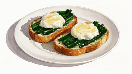 Verdant Melt Green vegetable sandwich with cheese isolated watercolor vector illustration svg