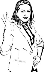 Corporate woman show okay sign hand gesture