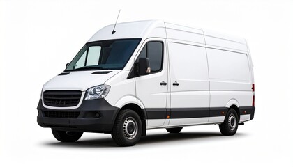high-roof white cargo van rests against a stark backdrop, representing quiet utility, movement, and the understated architecture of service.