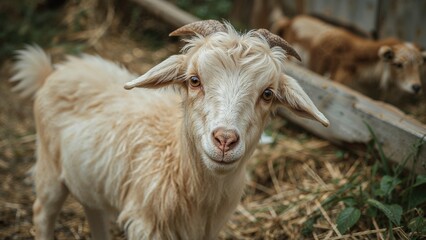 Obraz premium This domesticated goat subspecies traces its origins to wild goats inhabiting southwestern Asia and eastern Europe.