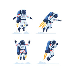Jetpack Astronaut Vector Art &ndash; Space and Astronomy Concept flat style