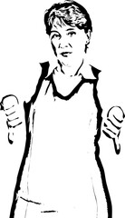 Mature corporate woman with thumbs down