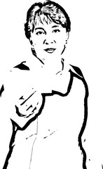 Middle aged woman giving blank card