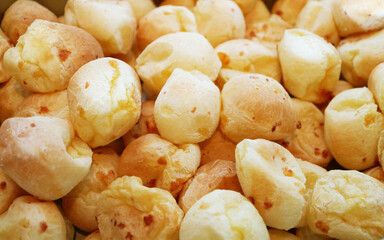 Pile of Freshly Baked Delectable Pao de Queijo or Brazilian Cheese Breads