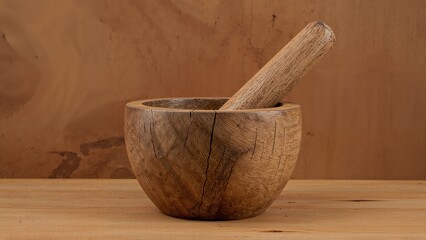 Old-fashioned wooden crushing tool
