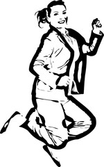 Jumping happy business woman