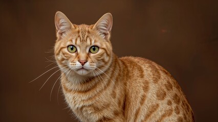 Obraz premium Bengal cat with a golden coat on a brown setting