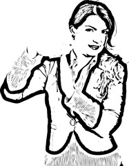 Smiling businesswoman gesture time out