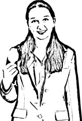 Executive female holding light bulb